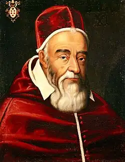 Engraving of Pope Leo XI who was elected pope at the March 1605 conclave.