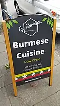 Sign for Top Burmese outside Burma Joy, 2022