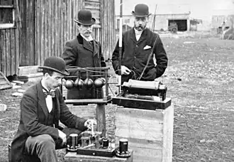 Image 78British Post Office engineers inspect Guglielmo Marconi's wireless telegraphy (radio) equipment in 1897. (from History of radio)