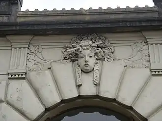 Japanese inspiration: Mascaron of the Praha hlavní nádraží, Prague, Czech Republic, designed by Josef Fanta, 1901–1909