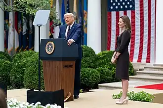 Trump with his third Supreme Court nominee, Amy Coney Barrett