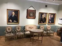 First floor room with three inter-war Presidents of Lithuania paintings