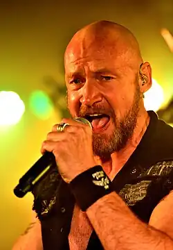 Scheepers performing with Primal Fear in 2016
