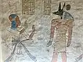 Prince_Khaemwaset before Anubis in Tomb QV44