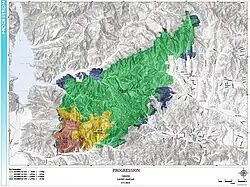 Progression map of the 2025 Canyon Fire