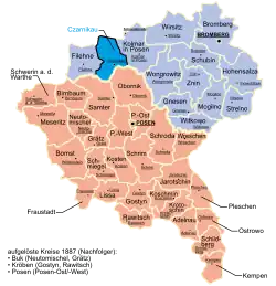 Location of the Czarnikau district in the Province of Posen