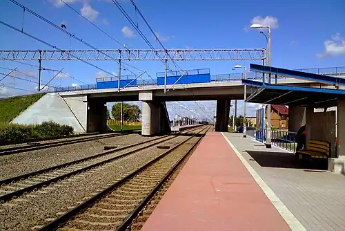 View of Miłobądz railway station, which is located in the village