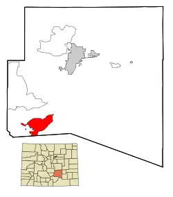 Location of Colorado City in Pueblo County.