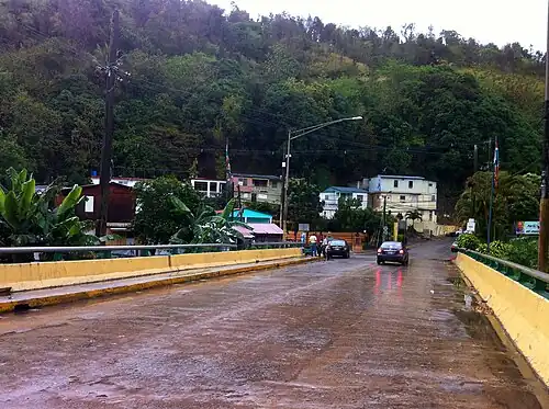 PR-5144 north near PR-141 junction in downtown Jayuya
