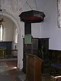 The Jacobean pulpit.