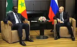 Putin met with the president of the African Union, Macky Sall, to discuss grain deliveries from Russia and Ukraine to Africa on 3 June 2022. The war in Ukraine contributed to the 2022–2023 food crises.[347]
