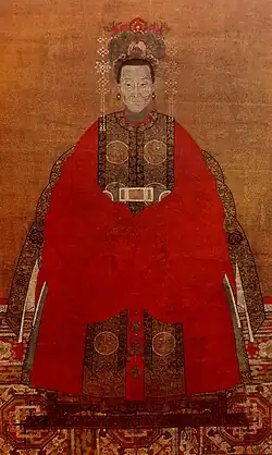 Portrait of lady in fengguan xiapei in Qing dynasty,