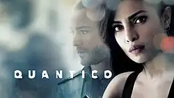 Quantico Season 2, promotional poster' depicting Priyanka Chopra holding a CIA badge and features Jake McLaughlin in the background