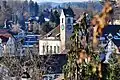 The former site of the monastery respectively the Rüti Reformed Church as seen from Schlossberg