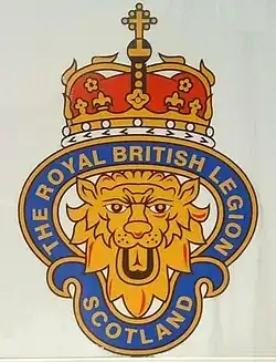 The badge of the Royal British Legion Scotland showing the Crown of Scotland.