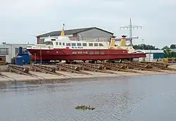 Rüm Hart under conversion to Frisia XI at Diedrich shipyard