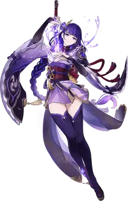 Raiden Shogun brandishing the sword out of her chest