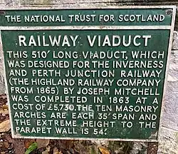 Information plaque about the Killiecrankie viaduct