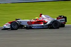 Ralf Schumacher driving the Toyota TF107 at the 2007 British Grand Prix.