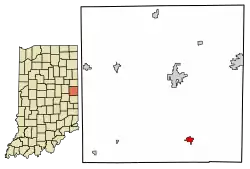 Location of Lynn in Randolph County, Indiana.