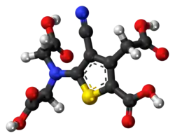 Ball-and-stick model of the ranelic acid molecule