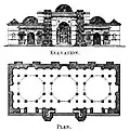 Plan and elevation of mosqueh