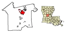 Location of Alexandria in Rapides Parish, Louisiana.
