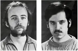 Steve Gore (left) and Steve Kretzmer (right) on the back cover of the 1984 'Ridin On A Bummer' LP