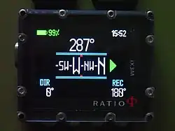 Ratio iX3M GPS dive computer in compass mode