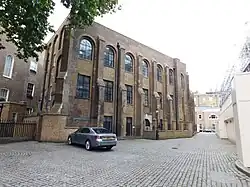 Brick parking area of the same building
