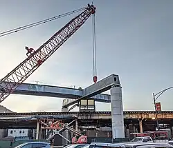 Construction on the Brown Line flyover ramp, viewed from Clark Street