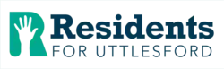 Logo: Name Residents for Uttlesford and logo mark of hand held up to volunteer.