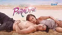 An image of Derrick Monasterio and Elle Villanueva. The series title is displayed on the left side of the image. The logo of GMA Network is displayed on the upper right side of the image.