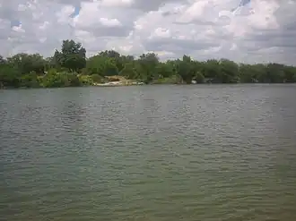 The Rio Grande at Eagle Pass, Texas, with Piedras Negras in the background