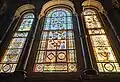Stained glass windows in the mansion stairwell