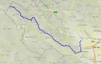 Map of the Black River throughout northwest Vietnam