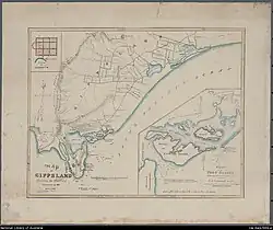 Map of Gippsland showing the stations occupied by the squatters