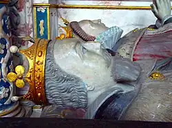 Effigies of Robert Dudley and Lettice Knollys on their tomb in the Beauchamp Chapel
