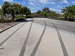 Provisions for the light rail track at Rockingham station