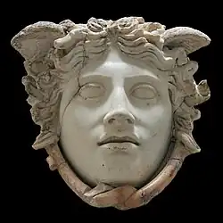 Fig. 20. "Beautiful" gorgoneion, with small head wings and two snakes twined under her chin; the Medusa Rondanini, Munich, Staatliche Antikensammlungen GL 252 (first-second century AD, Roman copy of a Greek original?)[92]