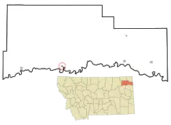 Location of Poplar, Montana