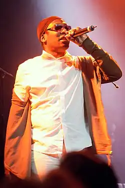 Roots Manuva performing at a concert in Auckland in 2012.