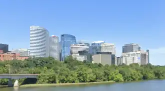 Rosslyn skyline in 2020. Rosslyn is one of Arlington's main business districts
