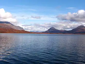 Image 28Round Tangle Lake, one of the Tangle Lakes, 2,864 feet (873 m) above sea level in interior Alaska (from Lake)
