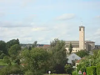A view of the village and church