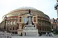 B. Memorial (1863) to The Great Exhibition of 1851 by Joseph Durham. The uppermost statue is of Prince Consort Albert; all five statues are electrotypes. The memorial stands before Royal Albert Hall in London, England.[3][20]