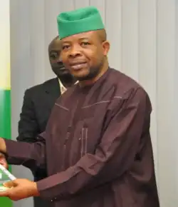 Emeka Ihedioha during the visit of Human Rights Writers Association of Nigeria
