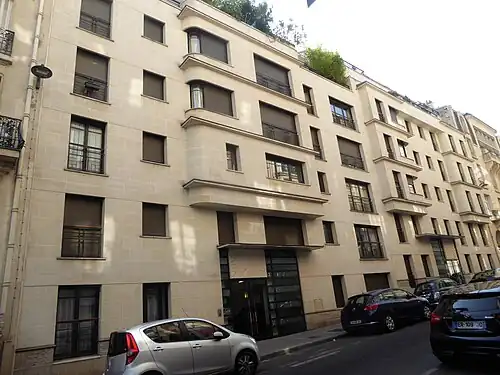 Rue Henri Heine no. 3–5 in Paris by J.J. Ory (2001), a neo-Art Deco building[172]