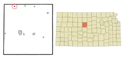 Location within Russell County and Kansas