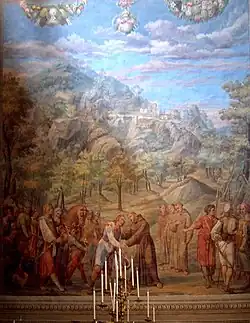 St. Francis receives men and women into the Third Order of Penance, at Cannara; painting by Baldassare Croci (1602–1603)